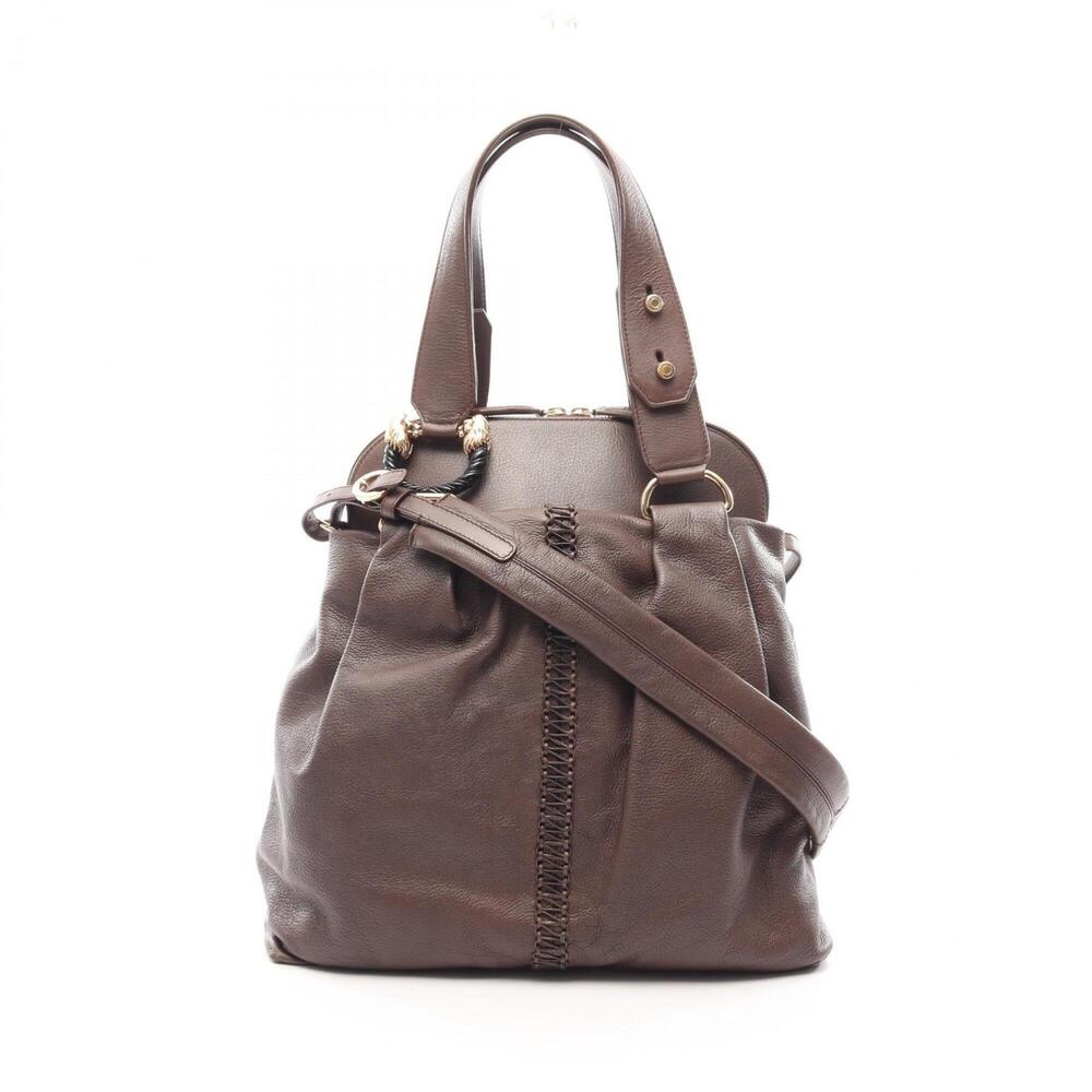 Bulgari BVLGARI Leoni 2-way handbag, leather, women's, brown.